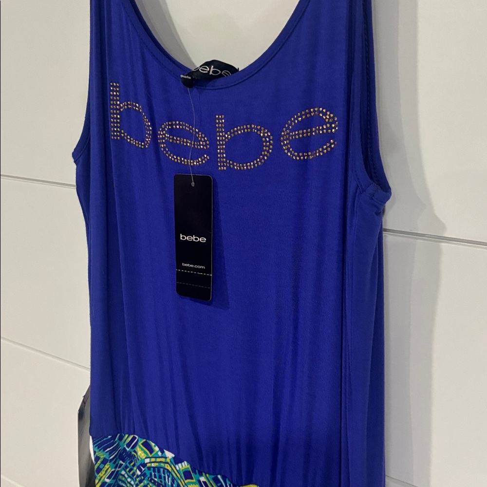 NWT- Y2K Bebe Vibrant Blue and Green Maxi Dress - Picture 5 of 10